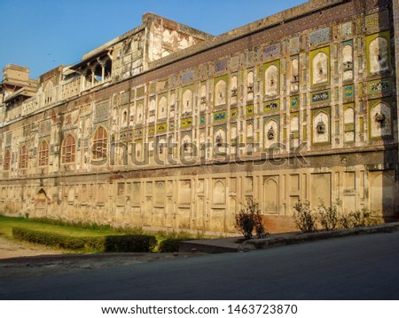 beautiful wall of the Grand fort Lahore                       