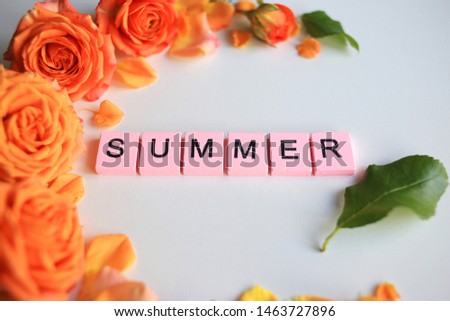 The word summer from wooden letters.
