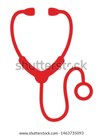 Simple vector icon of red medical stethoscope 