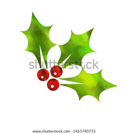 Christmas berries. Merry Christmas. Raster illustration