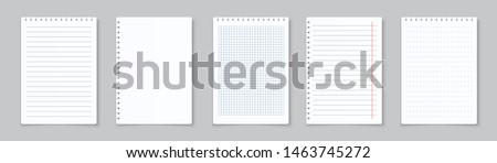 Realistic lined notepapers. Blank gridded notebook papers for homework and exercises. Vector pads paper sheets with lines and squares for memo Royalty-Free Stock Photo #1463745272