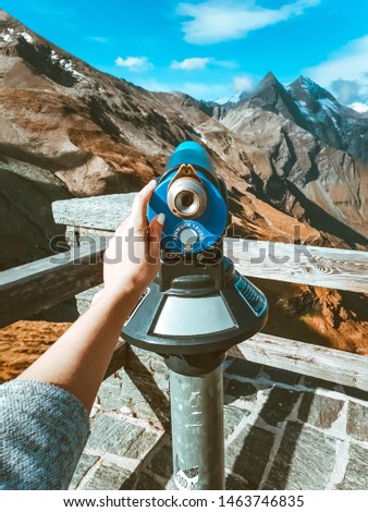 photo on the view point on the  Grossglockner road. Mountains Alps