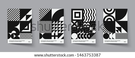 Minimal geometric posters set. Trendy design. Monochrome patterns. Eps10 vector. Royalty-Free Stock Photo #1463753387
