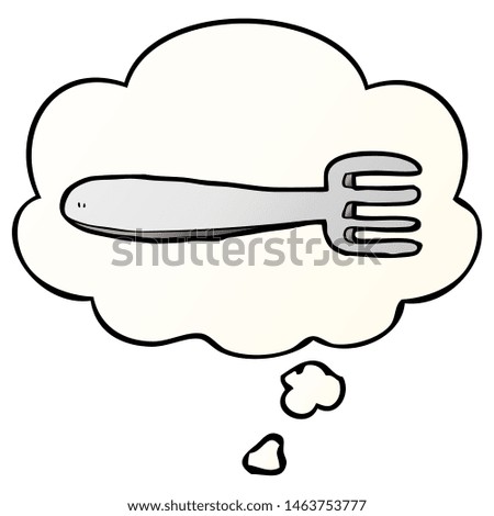 cartoon fork with thought bubble in smooth gradient style