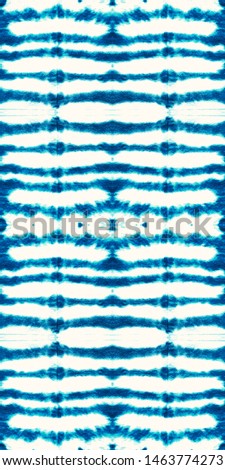 Tie effect. Watercolor brush pattern. Bright urban illustration. Chevron continuous painting. Ink textured japan backdrop. Indigo, cyan, blue, white tie effect.