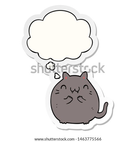 happy cartoon cat with thought bubble as a printed sticker