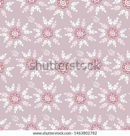 Elegant seamless pattern with flowers in pink and white.