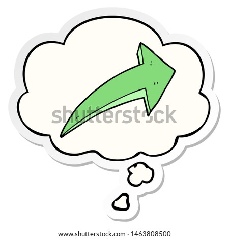 cartoon arrow with thought bubble as a printed sticker