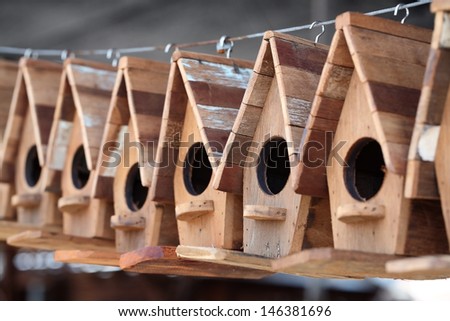 wooden bird house.