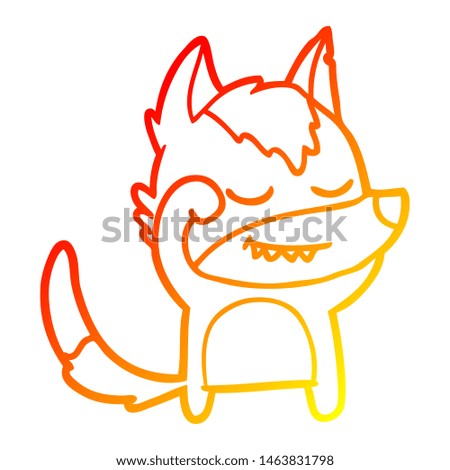 warm gradient line drawing of a tired cartoon wolf