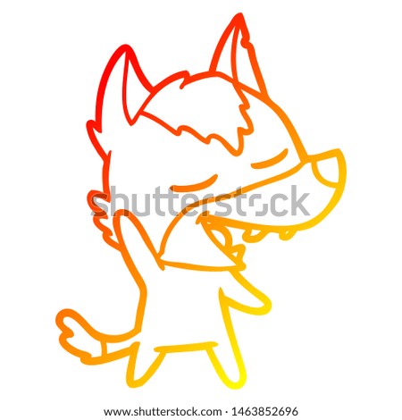 warm gradient line drawing of a cartoon wolf laughing