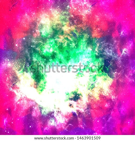 Colorful Watercolor Abstract background. Multicolor grunge psychedelic pink green texture with spots. Multicolor style digital painting. Blurred chaotic brush tie dye pattern. Hand painting fabrics