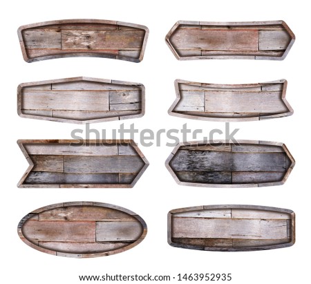 Wooden sign board isolated on white background, Object with clipping path for design work
