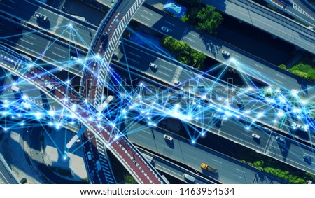 Modern transportation and communication network concept.