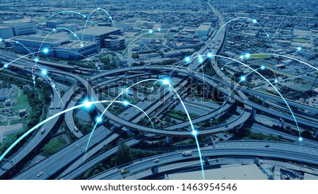Modern transportation and communication network concept. Royalty-Free Stock Photo #1463954546