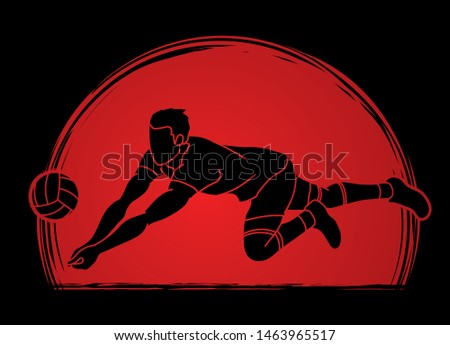 Man volleyball player action cartoon graphic vector