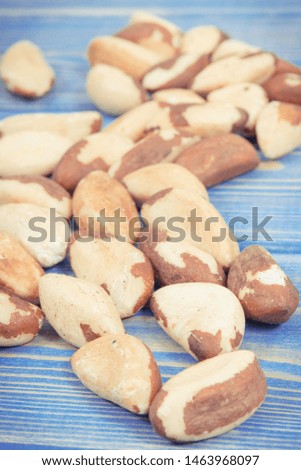 Vintage photo, Brazil nuts containing natural minerals and vitamin, concept of healthy nutrition