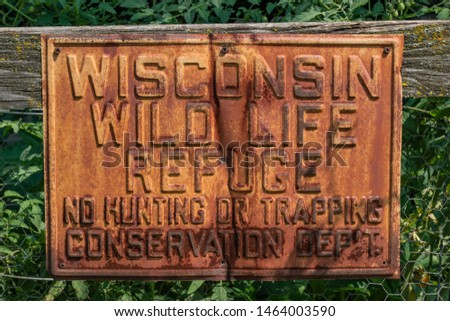 antique Wisconsin wildlife refuge sign