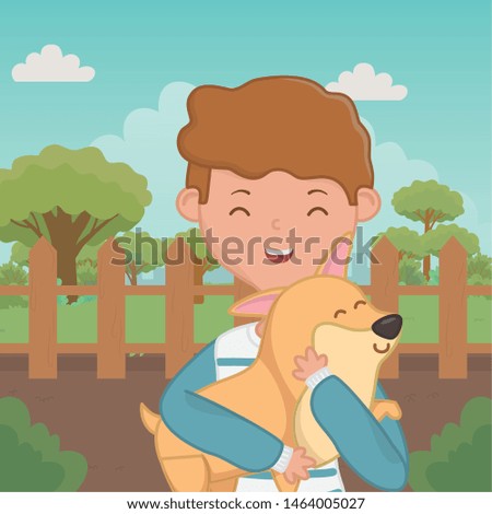 Boy with dog cartoon design
