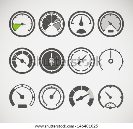 Different slyles of speedometers vector collection Royalty-Free Stock Photo #146401025