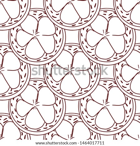 Tropical fruit line pattern. Tropical fruits home textile design background. Elegance sketch style