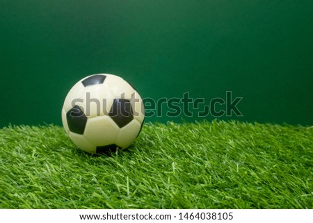 Football soccer on green grass green background