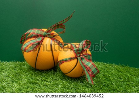 Basketball Christmas on green grass green background