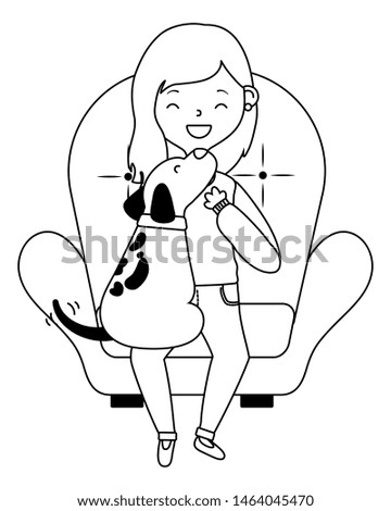 Girl with dog cartoon design