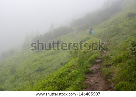 misty view of Montenegrin mountain range