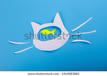cat and fish. funny cat character eat fish