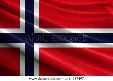 Realistic flag of Norway on the wavy surface of fabric