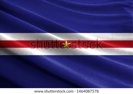 Realistic flag of Cape verde on the wavy surface of fabric