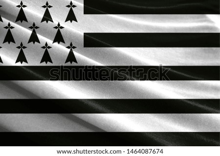 Realistic flag of Brittany on the wavy surface of fabric