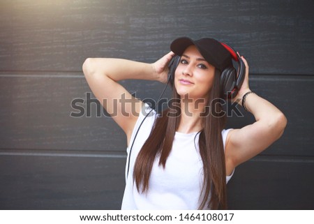 Caucasian women listening to music stock photo