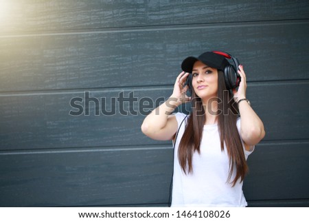 Caucasian women listening to music stock photo