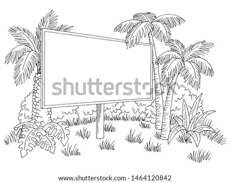 Billboard graphic black white landscape sketch illustration vector