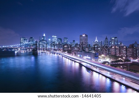 New York City highway traffic at night