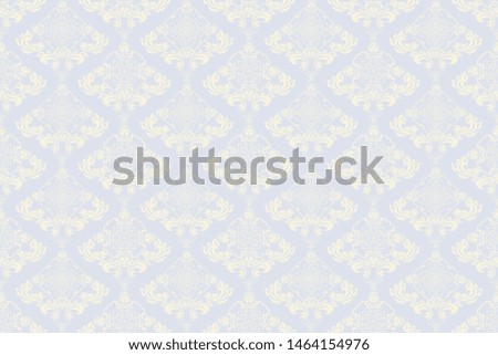White floral ornament on a light blue background. Wallpaper in modern style on background. Floral ornament on background. Trendy vector wallpaper. Abstract repeat background