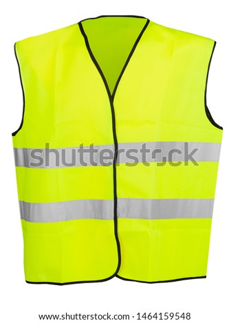 Yellow high visibility safety vest isolated on white background Royalty-Free Stock Photo #1464159548