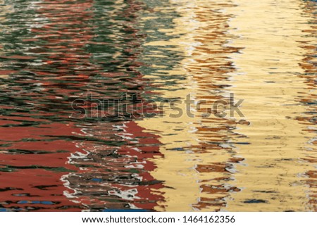 Background of the wave with reflection on the sea water while sunset at Murano Island in Italy. 