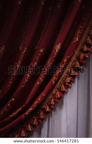 Red stage curtain drape tied  