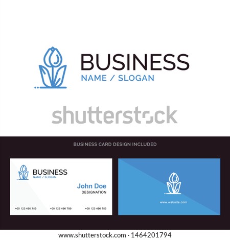 Flora, Floral, Flower, Nature, Rose Blue Business logo and Business Card Template. Front and Back Design. Vector Icon Template background