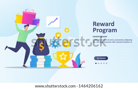 Earn Point concept, Loyalty program and get rewards, Suitable for web landing page, ui, mobile app, banner template. Vector Illustration.  Royalty-Free Stock Photo #1464206162