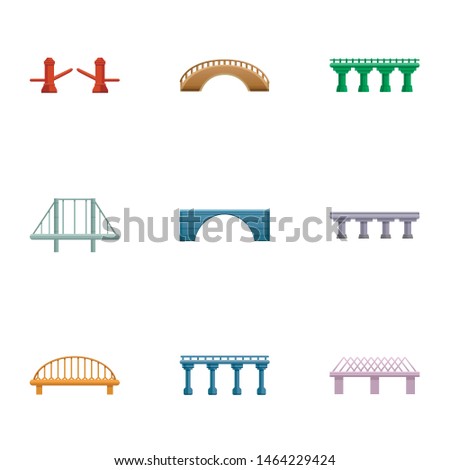 Modern bridge icon set. Cartoon set of 9 modern bridge vector icons for web design isolated on white background