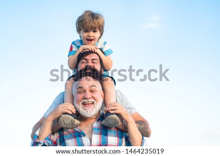 Fathers day. Father and son with grandfather - Men generation Royalty-Free Stock Photo #1464235019