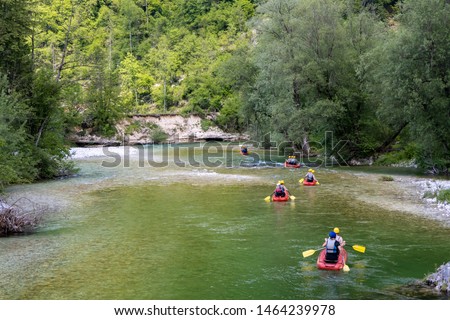 Rafting, Sava Bohinjka in Triglav national park, Slovenia Royalty-Free Stock Photo #1464239978