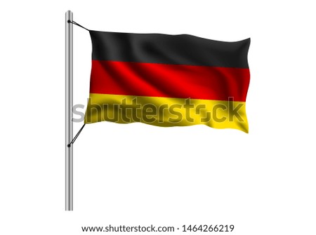Waving Germany flag on flagpole on isolated background, flag of Germany, vector illustration
