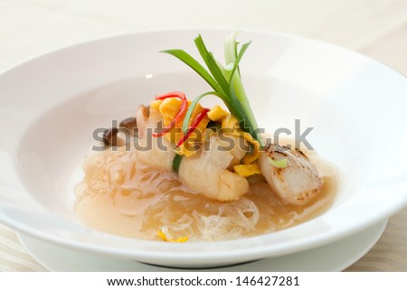 Modern take on seafood noodles