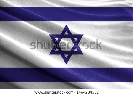 Realistic flag of Israel on the wavy surface of fabric