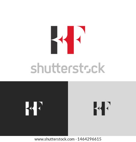Initial Letter h f hf uppercase modern logo design template elements. red letter Isolated on black white grey background. Suitable for business, consulting group company.